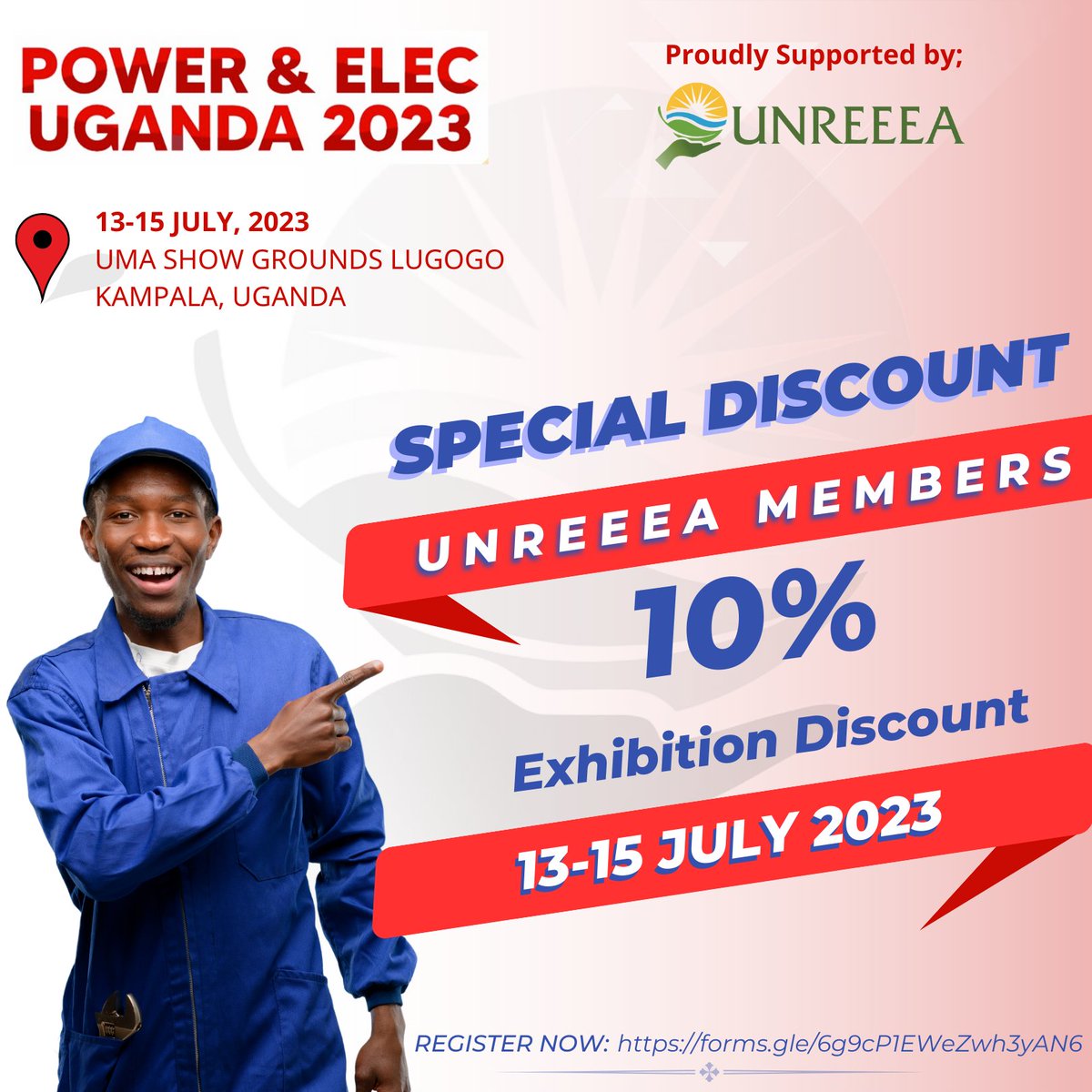 unreeea's tweet photo. 📢 Get 10% off exhibition costs as a "UNREEEA Member" at the Power &amp; Elec Uganda 2023, the largest upcoming Power, Energy, Electrical, Electronics, Renewable, &amp; Telecom exhibition in Uganda!

🗓️ July 13-15, 2023
📍 UMA Show Grounds, Kampala

Reg. Link: 👉https://t.co/1NePIwGvYA https://t.co/dNgg31lqeg