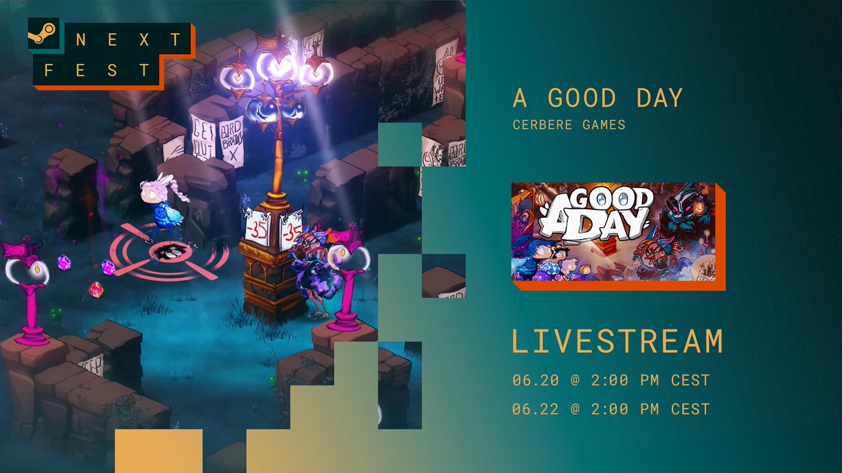 Our game A Good Day is finally playable this week! Come and play with us during the streams, or enjoy the easy-to-pickup online gameplay with your friends across the world :D
store.steampowered.com/app/2097850/A_…

#gamedev #SteamNextFest #GodotEngine @madewithgodot  #Multiplayer #freegame