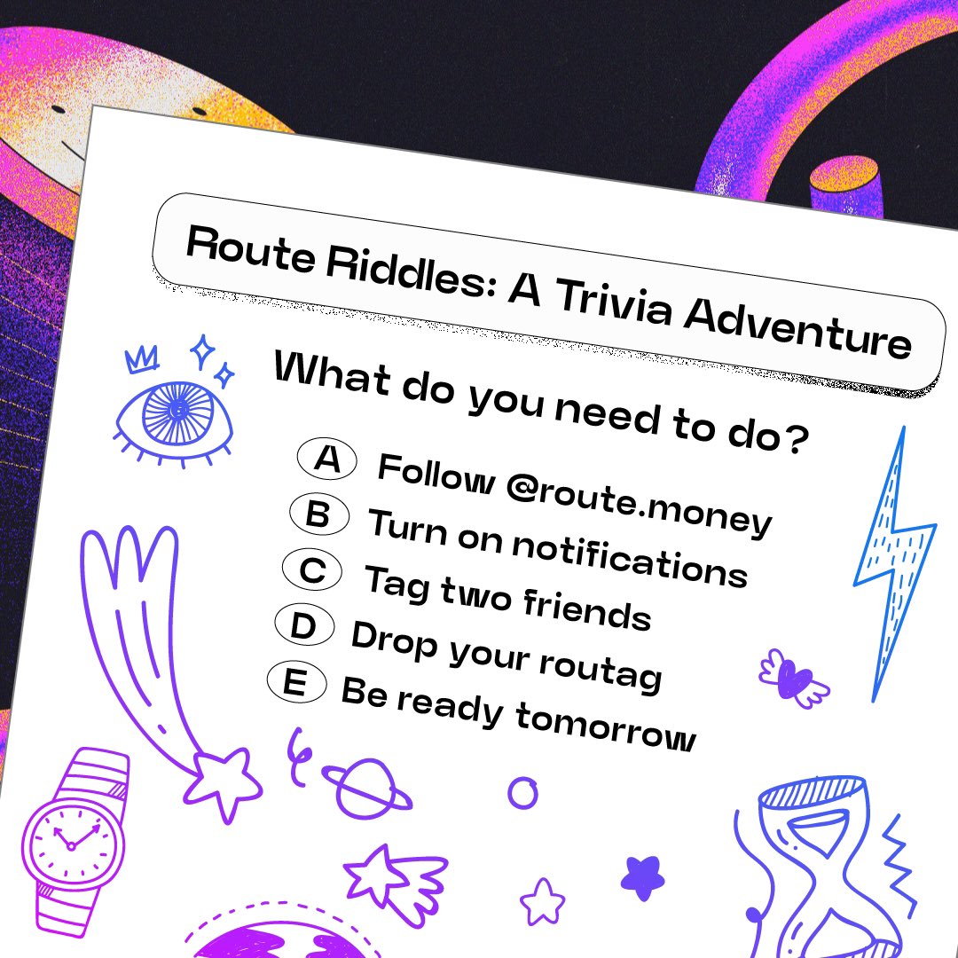 route_money's tweet image. 🔍 Get ready to unravel the mysteries! Join us tomorrow 7:00pm on our insta-stories for an electrifying Riddle Game Night where enigmas await and clever minds prevail 🧩✨
 #RiddleGameNight #BrainTeasersUnleashed #RouteRiddles #RouteGameNight #DropYourRoutag