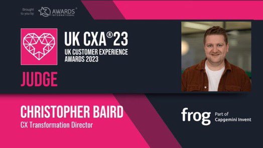 I'm really excited to be judging in this year's UK #CX Awards! 

I can't wait to see all of the fantastic things being done by organisations who all share a passion for customer-centricity, and who want to make their mark. cxa.co.uk

<a href="/frogdesign/">frog</a> <a href="/Capgemini/">Capgemini</a>