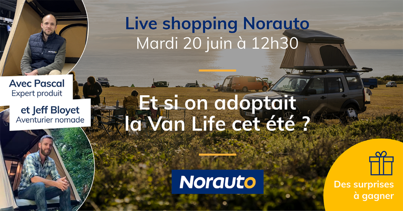 NorautoFr's tweet photo. 📅 RDV demain à 12h30 pour notre live shopping "Van Life" 🚗⛺

Tentes de toit, kit d'aménagement et autres accessoires, vous saurez tout pour adopter la Van Life cet été ! ☀