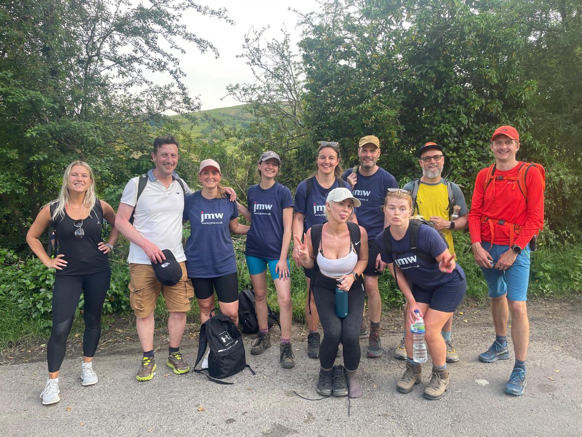 MaddyJMW's tweet photo. So proud of the @jmwsolicitors team who hiked 25 miles in the heat on Friday across three peaks in the Peak District and raised £3,500 for charity between us for @MCR_Charity - my feet are not loving me but worth every moment to fundraise for this cause! 🏔🥾 https://t.co/k0mZRfhUxz