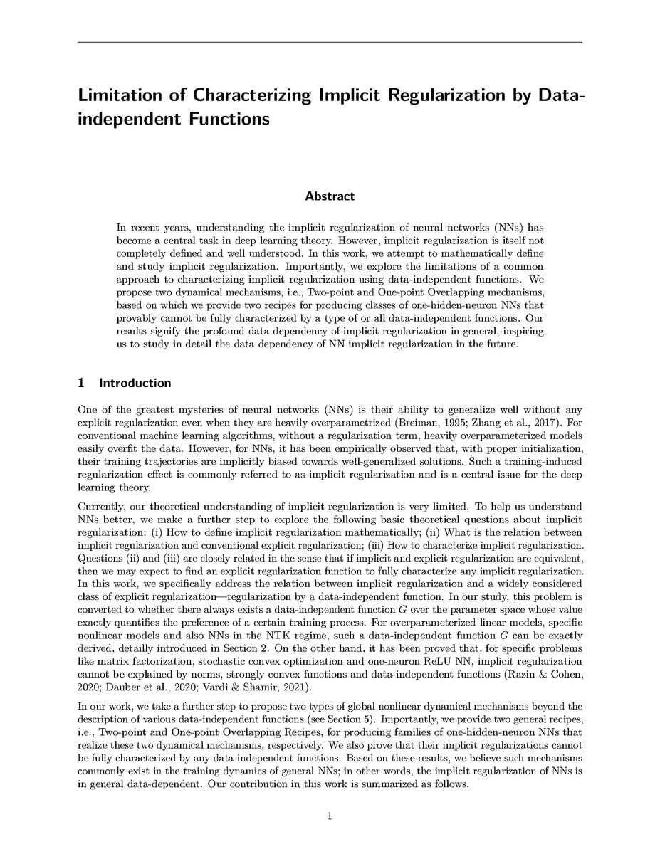 TmlrSub's tweet image. Limitation of Characterizing Implicit Regularization by Data-independent Functions

openreview.net/forum?id=140kS…

#implicit #regularization #neural