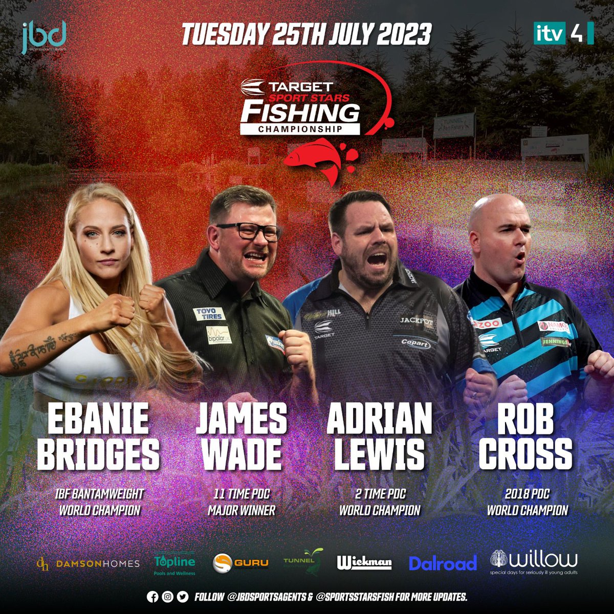 Target Sports Stars Fishing Championship (@sportsstarsfish) on Twitter photo WEEK 3 and 4 more top class competitors fishing at the <a href="/TargetDarts/">Target Darts</a> Sports Stars Fishing Championships. Many thanks <a href="/EbanieBridges/">Blonde Bomber ๐ฅ๐๐ผโโ๏ธ</a> <a href="/JamesWade180/">James Wade</a> <a href="/jackpot180/">Adrian Lewis</a> <a href="/RobCross180/">Rob Cross</a> <a href="/DalroadNorslo/">Dalroad Norslo</a> <a href="/Topline_PW/">Topline Pools and Wellness</a> <a href="/DamsonHomes/">Damson Homes</a> <a href="/Wickman_Group/">Wickman Group</a> <a href="/Garryplummer/">Garry Plummer</a> <a href="/AdamRooneyGURU/">Adam Rooney</a> <a href="/AndyBolton7/">Andy Bolton</a> <a href="/TackleGuru/">Team Guru</a> WEEK 3 and 4 more top class competitors fishing at the <a href="/TargetDarts/">Target Darts</a> Sports Stars Fishing Championships. Many thanks <a href="/EbanieBridges/">Blonde Bomber ๐ฅ๐๐ผโโ๏ธ</a> <a href="/JamesWade180/">James Wade</a> <a href="/jackpot180/">Adrian Lewis</a> <a href="/RobCross180/">Rob Cross</a> <a href="/DalroadNorslo/">Dalroad Norslo</a> <a href="/Topline_PW/">Topline Pools and Wellness</a> <a href="/DamsonHomes/">Damson Homes</a> <a href="/Wickman_Group/">Wickman Group</a> <a href="/Garryplummer/">Garry Plummer</a> <a href="/AdamRooneyGURU/">Adam Rooney</a> <a href="/AndyBolton7/">Andy Bolton</a> <a href="/TackleGuru/">Team Guru</a>