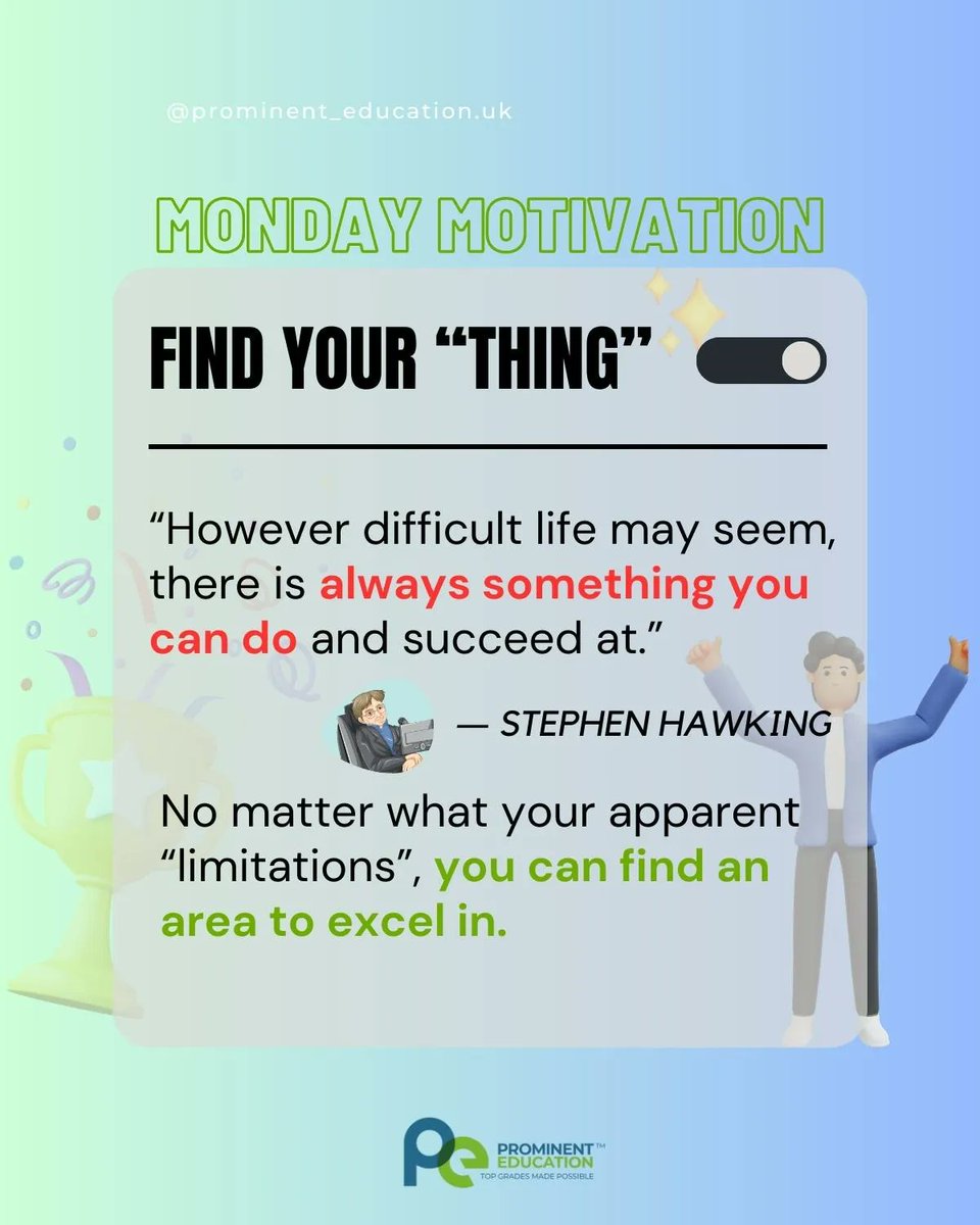 Prominent_EduUK's tweet image. MONDAY MOTIVATION🌞
Each week we share our tips to stay motivated while you study～💌
For more study ideas, techniques and revision tips and resources from our elite educators S, follow our page and subscribe to our mailing list! &amp;amp; (link in bio)💬
#poster #Eachweek #gcse #11plus