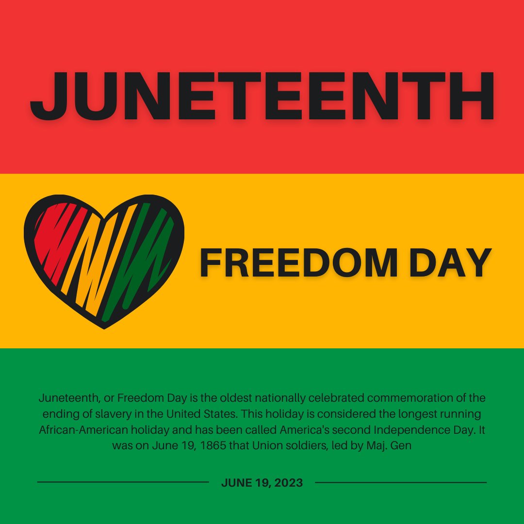 Juneteenth, celebrated on June 19, celebrates the emancipation of those who were enslaved—two and a half years after the Emancipation Proclamation. All CDYMCA branches will be closed today, June 19. #Juneteenth #YForAll