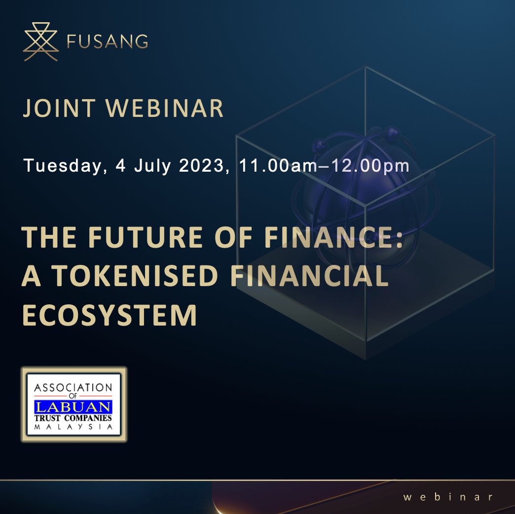 Join us on this #webinar for ALTC members and all #Labuan players, to understand how your licensed entity can already be part of a tokenised financial ecosystem. Get ready for a tokenised #future with Fusang! 
Info &amp; registration:link.fusang.co/webinar