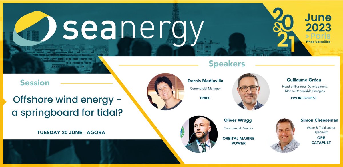 We're looking forward to taking part in the “Offshore wind energy - a springboard for tidal?” panel session at Seanergy @BluesignEvents tomorrow, Tues 20th June! Check out the full program 👉 bit.ly/3Mtqxo2 #Seanergy2023 #tidalenergy