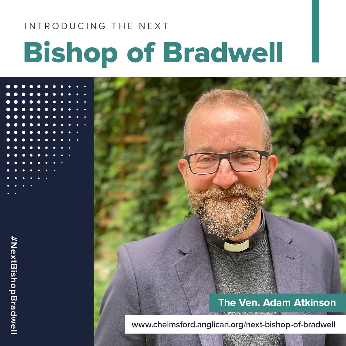 chelmsdio's tweet image. The Venerable Adam Atkinson has this morning been announced as the next Bishop of Bradwell  

Find our more here – chelmsford.anglican.org/news/the-ven-a…

Share your own welcome message with Adam using the hashtag #NextBishopBradwell