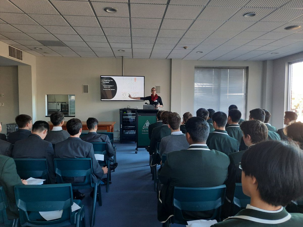 It was great fun speaking today to budding ancient historians, Classics and Archaeological Society members at Trinity Grammar School about deciphering hieroglyphs, how it inspired the alphabet & more. Thank you for having me! #archaeology #Egyptology #ancientlanguages