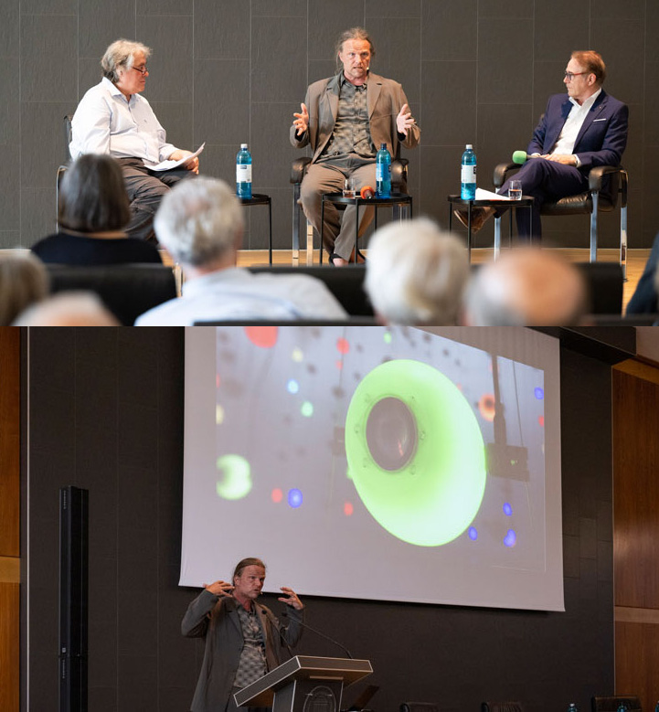 Sound art meets physics @adwmainz. Last week I had the honour to talk about #ais3 and discuss in a panel with sound artist Prof. Peter Kiefer and physicist Prof. Matthias Neubert at the Mainz Academy opening of PRÄZISION+ of the #ExzellenzclusterPRISMA+ ©P.Pulkowski/JGU