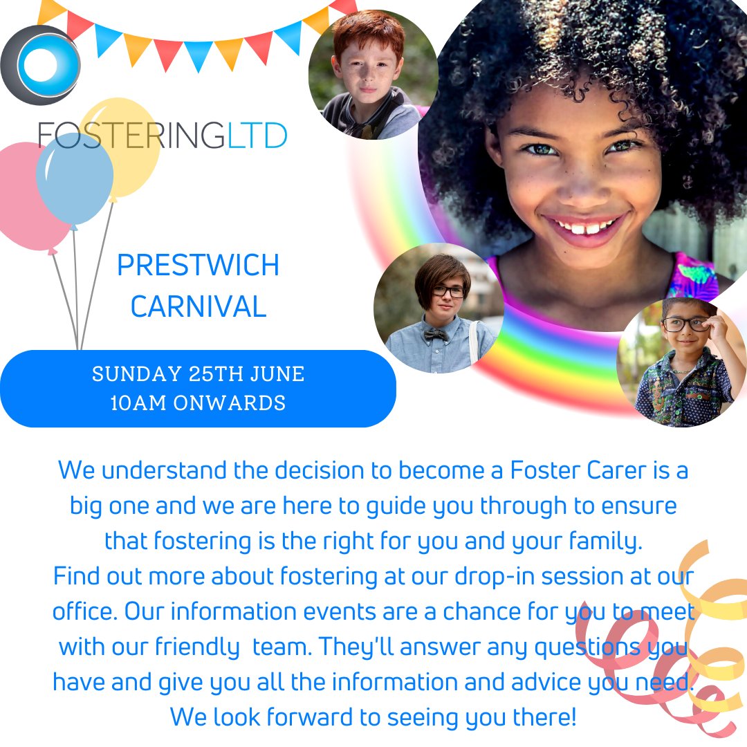 We are very excited to announce that we will be at Prestwich Carnival, Sunday 25th June.

Once a year St Mary’s Park plays host to a great family day out including a fun fair, variety of stalls, kids donkey rides, live music, silent disco, charity dog show and much more! 🎠🎡