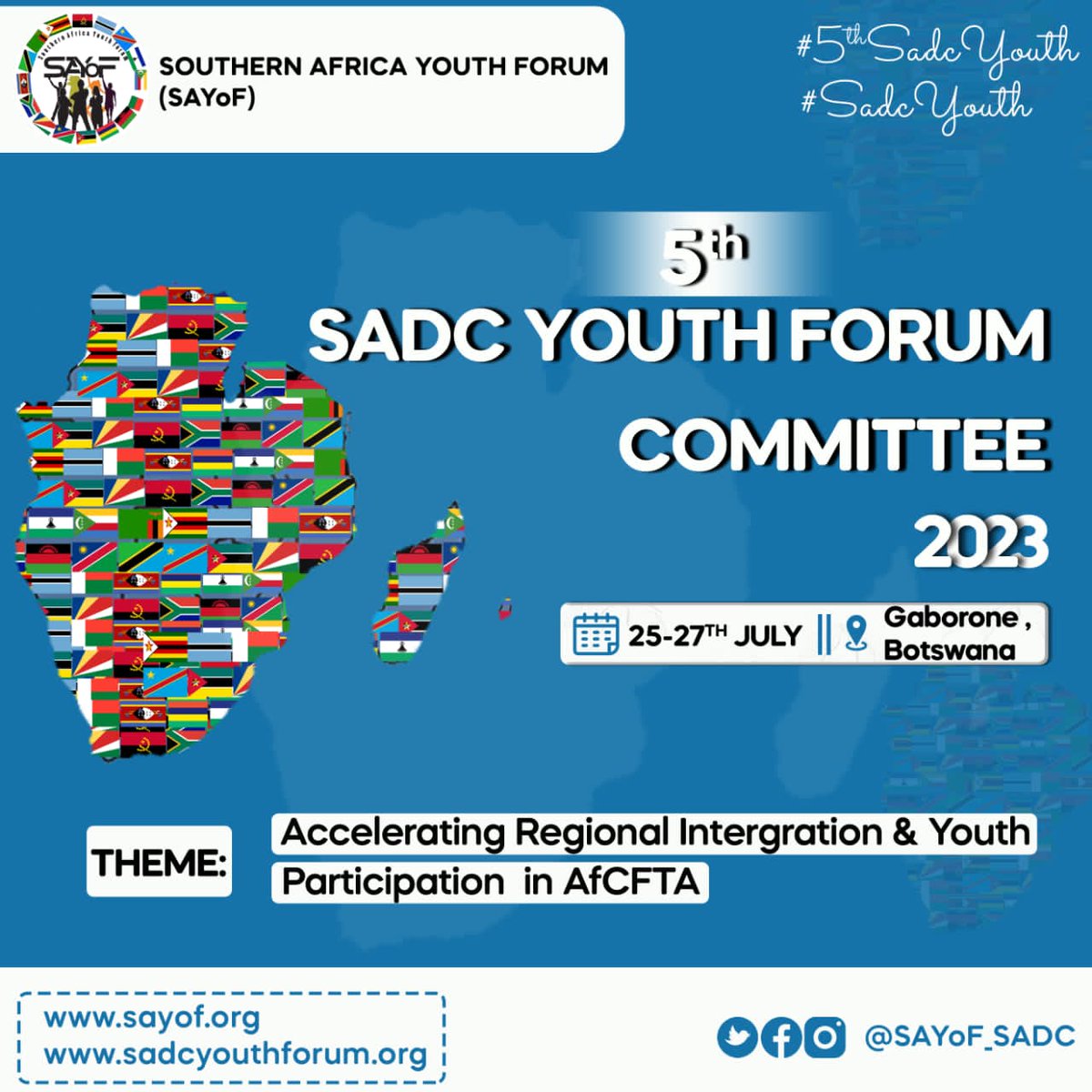 📢📢Big news on the horizon: Stay tuned for the Announcement of the 5th SADC Youth Forum Committee.
#SADCYouth #SADCYouthForum