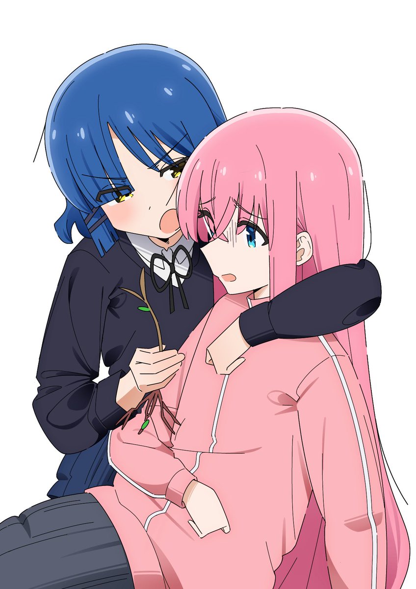 gotou hitori multiple girls 2girls pink hair track jacket jacket blue hair long hair  illustration images