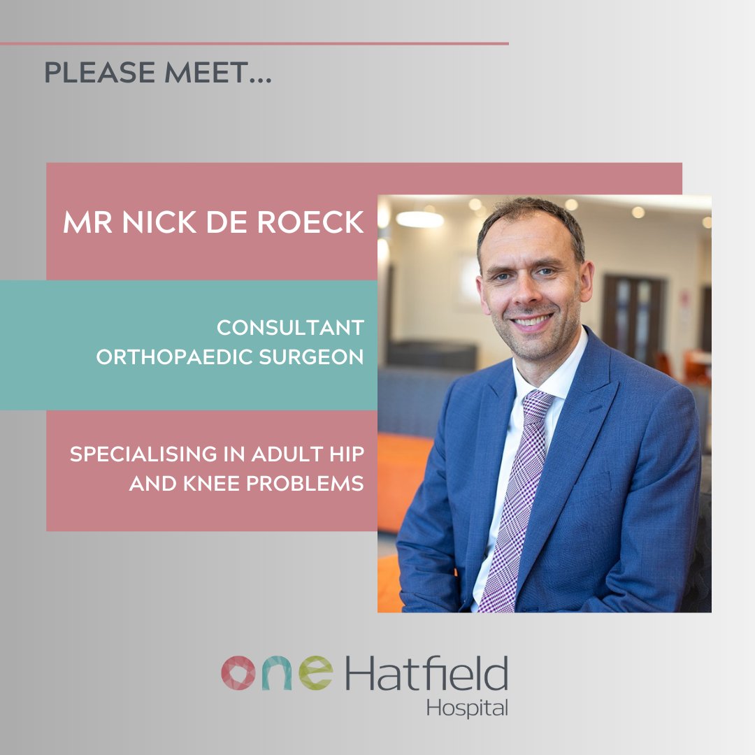Mr Nick de Roeck is a highly experienced Consultant Orthopaedic Surgeon here at One Hatfield Hospital, specialising in adult hip and knee problems.

➡️ loom.ly/gwYAWpk

#onehealthcare #onehatfieldhospital #hertfordshire