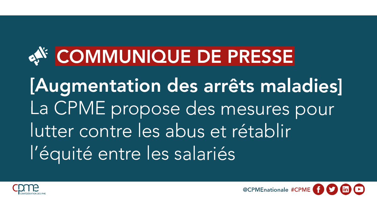🔴 Communiqué #CPME | Imposer un nombre de jours de carence identique entre tous les salariés, quelle que soit leur entreprise ou le secteur, public ou privé, dans lequel ils travaillent, serait une mesure juste et efficace.

Lire le CP ▶️ cpme.fr/espace-presse/…
