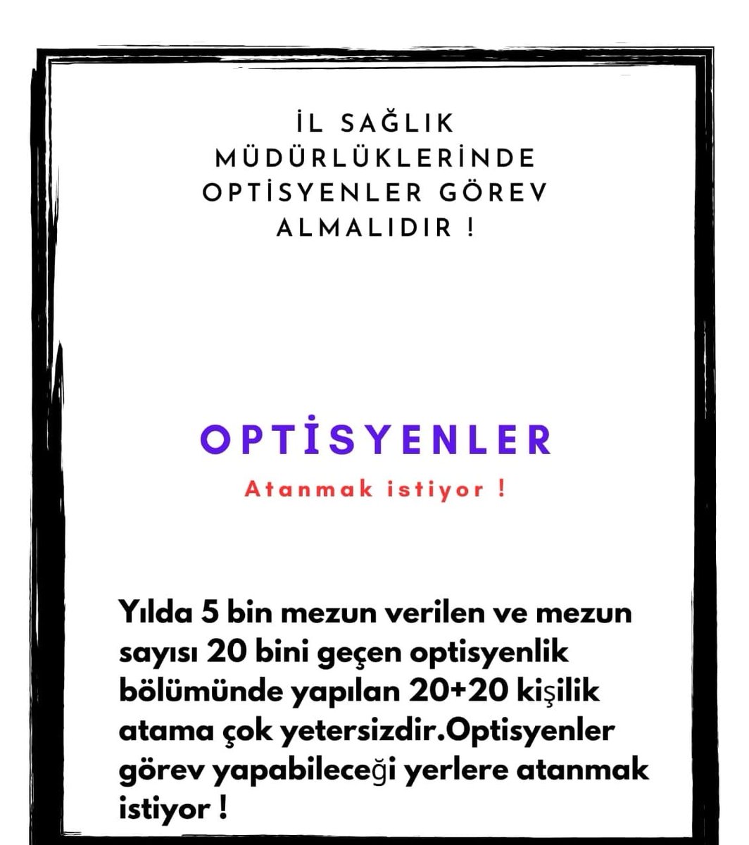 Optik magaza denetlemeleri OPTİSYENLERİN görevidir <a href="/saglikbakanligi/">T.C. Sağlık Bakanlığı</a> <a href="/drfahrettinkoca/">Dr. Fahrettin Koca</a> <a href="/saglikcanakkale/">Çanakkale İl Sağlık Müdürlüğü</a> <a href="/uniondokuzmayis/">Ondokuz Mayıs Üniversitesi</a> #GözdoktorunaOptisyenŞART 
#optisyene2000atama
