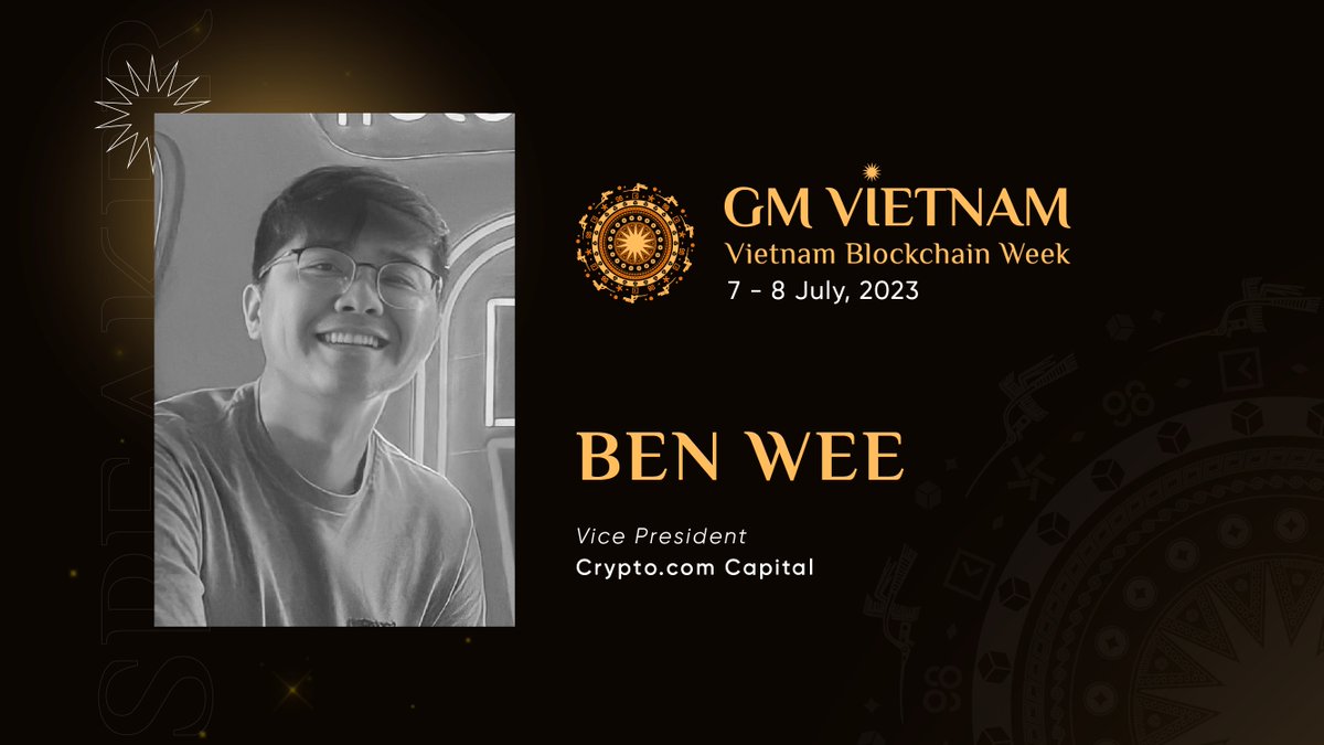 🎙️ Our next speaker taking the stage at #GMVN2023 is Ben Wee, Vice President at @Cryptocom_Cap, a founder-first fund backing early-stage companies shaping the future of #Web3.

Witness firsthand his expertise in strategic investments, secure your spot 👉 app.moongate.id/events/gmvietn…