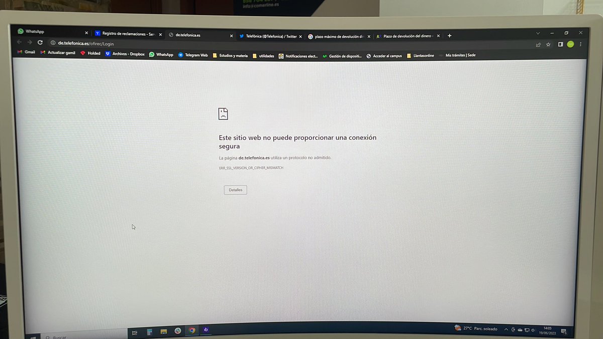 sirugio's tweet photo. Hola @Telefonica   
Llevo 10 días intentando registrar una reclamación con certificado digital/dni electrónico y el enlace no funciona…
¿Cómo procedo? https://t.co/uipQZX4Juh