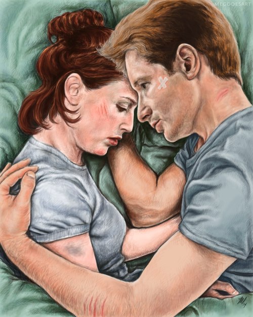 #DanaScully #FoxMulder #TheXFiles 😍
I don't know who made this drawing, but I like it.❤