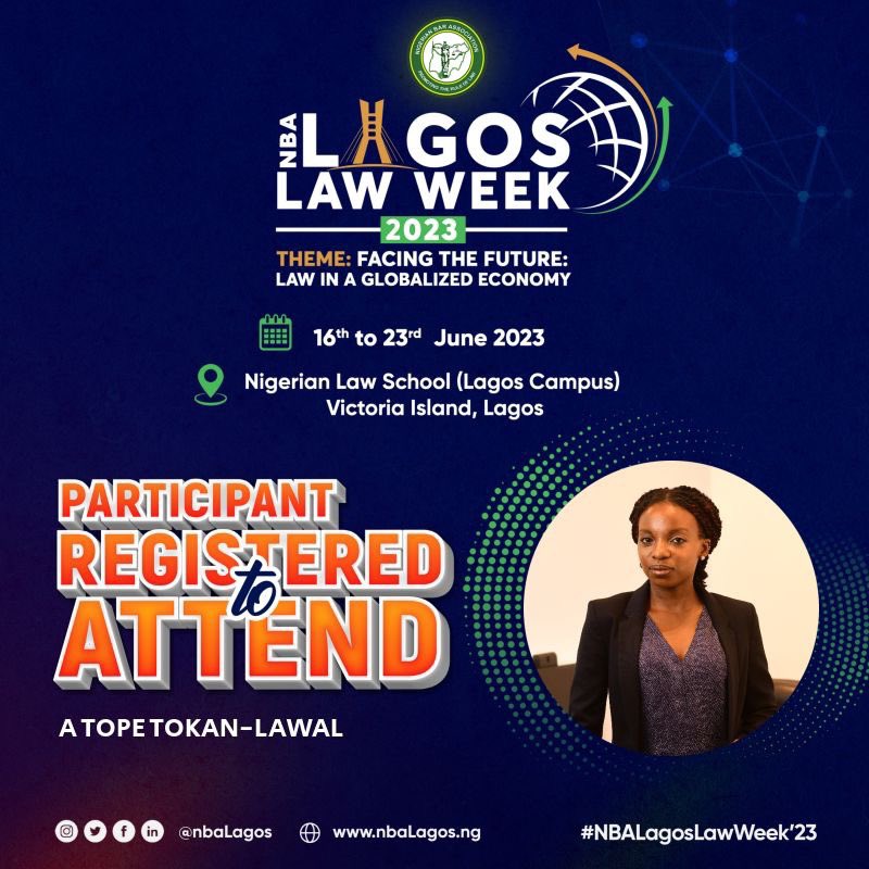 Happy @nbalagos Law Week to all members of the premier bar, including our partner, A Tope Tokan-Lawal, who will be attending in person. 

#otllaw #NBALagos #Lawweek