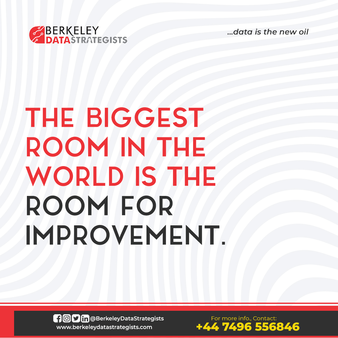 The biggest room in the world is the room for improvement. 

#dataisnewoil #datamanagement #datagovernance #dataqualitymanagement #datagovernanceframework #datacareermove #berkeleydatastrategists
#datamanagementevangelist #ITTraining @LNCtoday