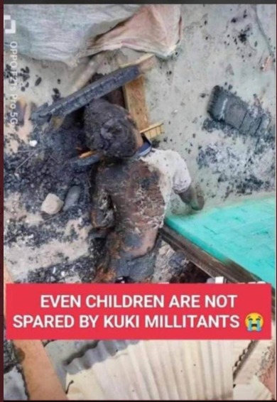 DynaMaibam's tweet photo. Tragic loss of a young boy's life as Kuki terrorists heartlessly burn his body. This appalling act exposes the absence of compassion among certain individuals from the Kuki community. #Tragedy #KukiTerrorism #LackOfCompassion"
#ManipurRiots #manipurviolence #ManipurBurning #ManipurOnFire #ManipurNews @narendramodi @AmitShah @PMOIndia @ndtv @aajtak @TimesNow @ABPNews @BBCIndia #OneMeitei #SaveManipur #SaveIndia #SaveIndigenous #PeaceInManipur #Truthprevail #Meiteiunited