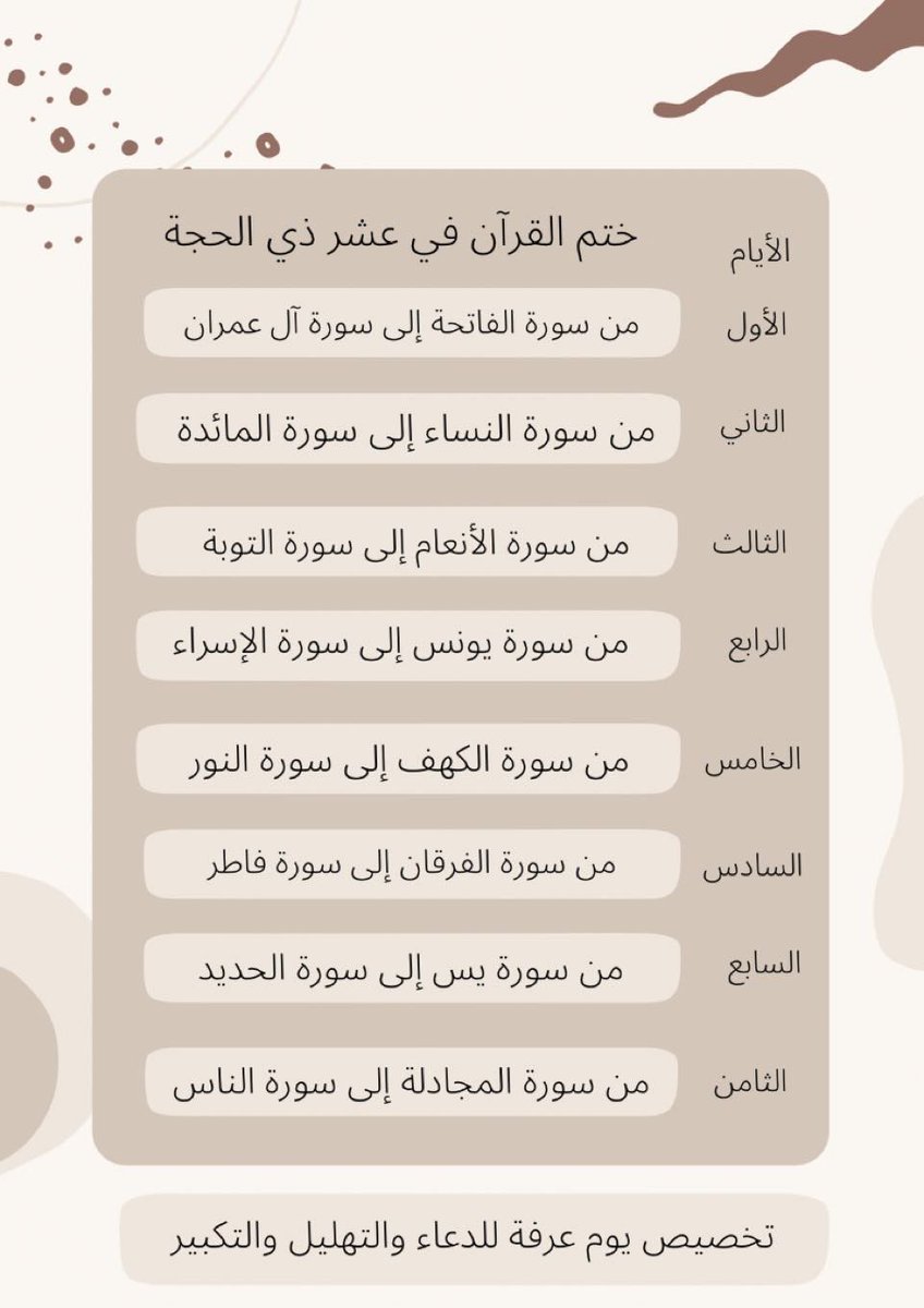 استغلو الايام الفضيله هذي بقدر استطاعتكم وجهزو بالملاحظات كل ادعيتكم وكرروها الى #يوم_عرفة وصومو ال ٩ من ذو الحجه الله يكتب اجركم جميعا🤍🤍