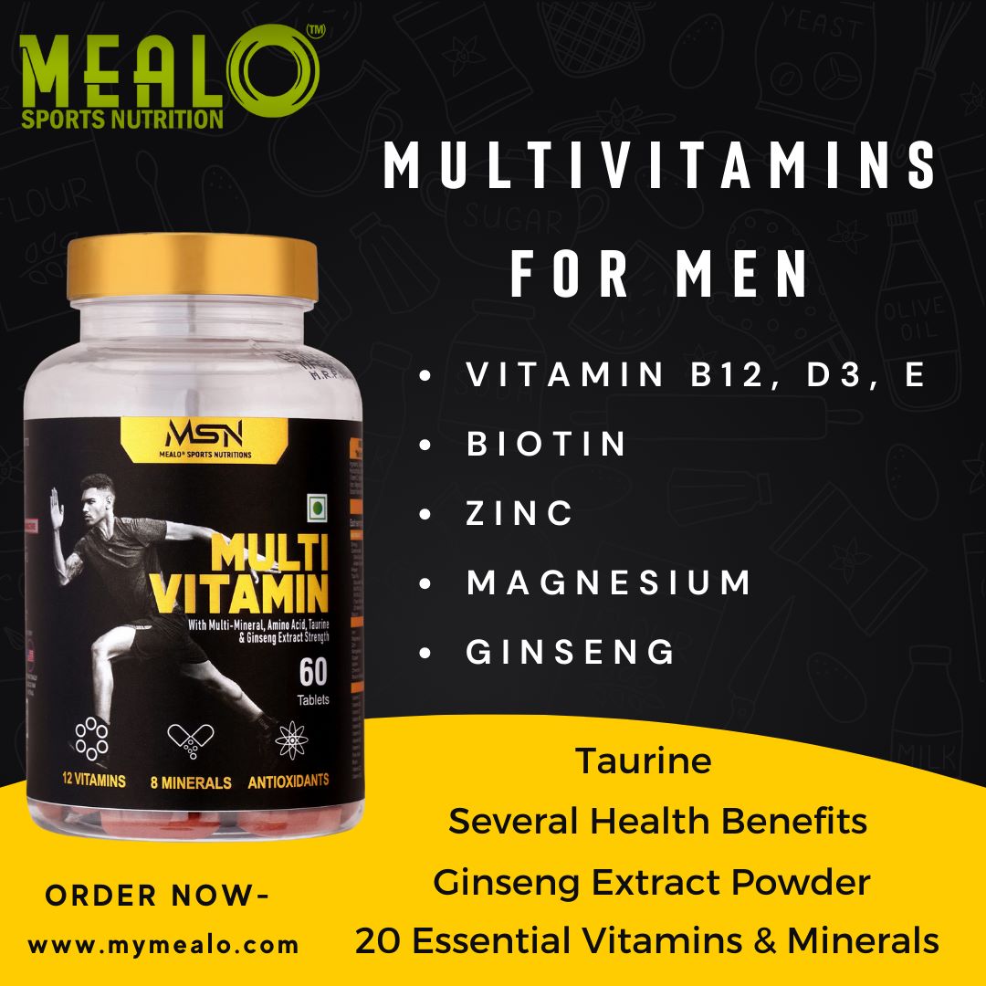 Multivitamins Men With Vitamin B12, D3, E, Biotin, Zinc, Magnesium & Ginseng. 
Order Now - mymealo.com/product/multiv…
Contact us - 9773806363
#MyMealo #MenMultivitamins #VitaminB12 #VitaminD3 #VitaminE #Biotin #Zinc #Magnesium #Ginseng #HealthBoost #NutritionForMen #EssentialVitamin