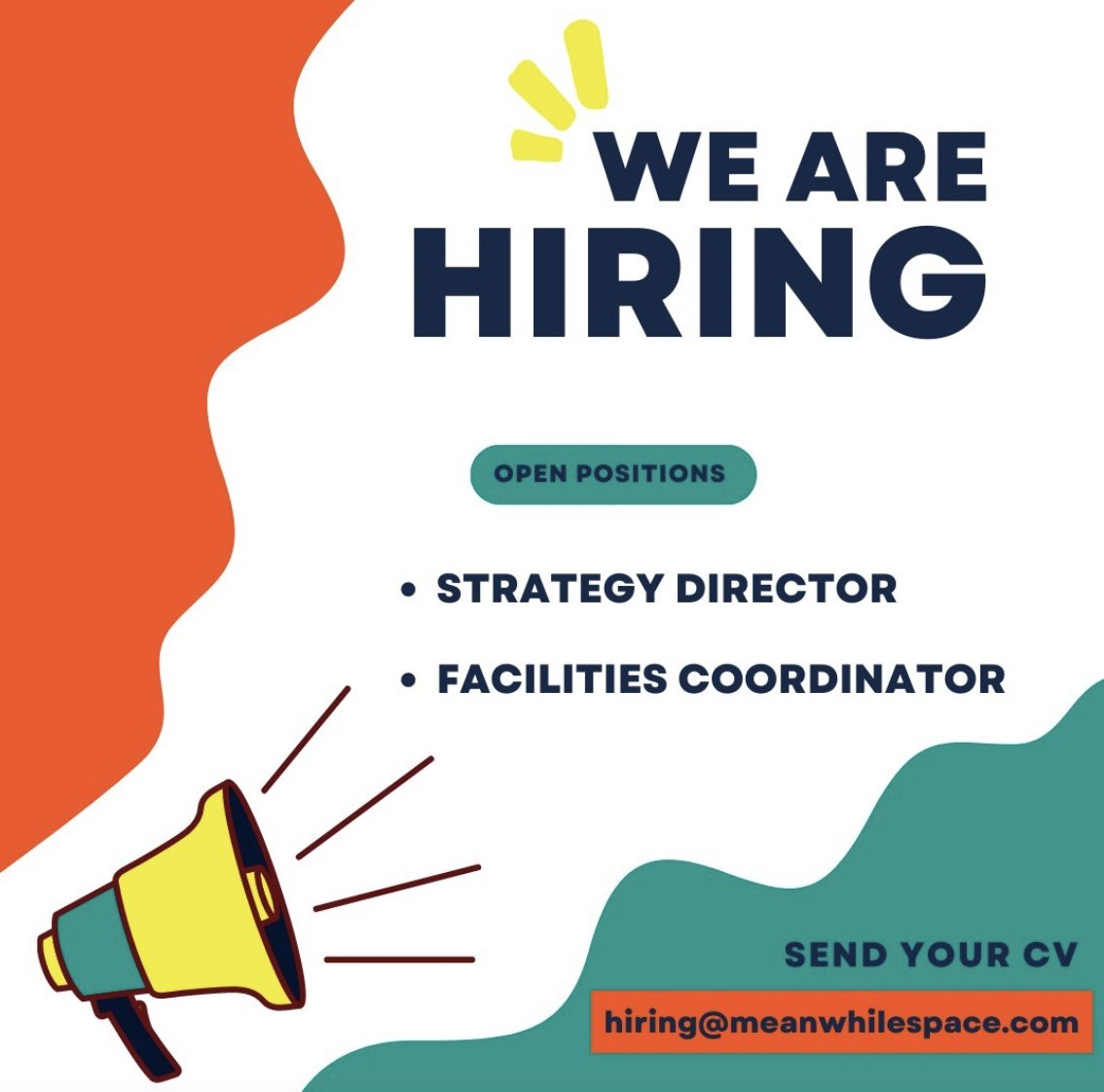 We're currently hiring for two exciting positions: Strategy Director and Facilities Coordinator! 📢 If you're passionate about community-driven spaces and want to make a positive impact, we want to hear from you! More info: meanwhilespace.com/about-6