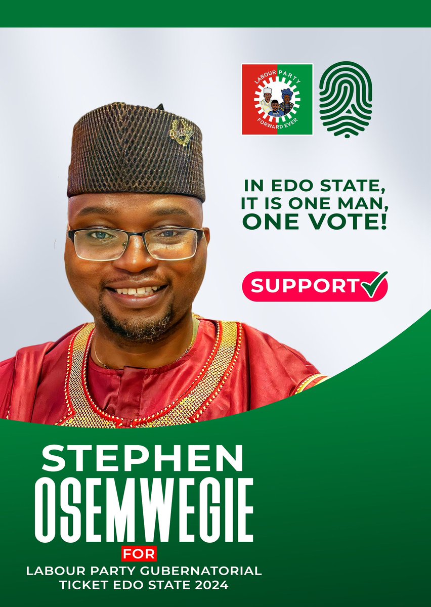 barry_obinna's tweet photo. Edo the time is now⚠️
Stephen Ogbemudia OSEMWEGIE from Uhonwonde (Father) and Orhionmwon (Mother) Federal Constituency. Let’s #TakeBackEdo https://t.co/J3fFIgzcaa