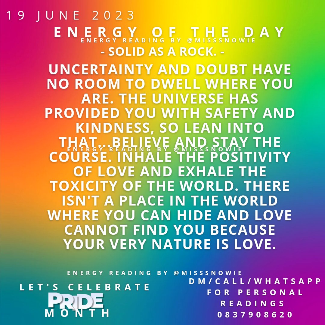 Trust and believe, it's all working out for your own good.
#energy #energyhealing #reground #affirmationpositive #selfaware #pridemonth #positivity #love #keepgoing #manifestation #manifestyourdreams #mindfulness #oraclereading #tarotreading #tarotcommunity #feminineenergy