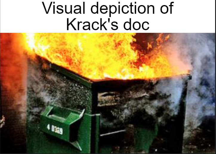 Took a bit but I finished up my doc ripping into everything Krack said in her doc regarding misinformation about a variety of trans issues. This is my last post on her unless something drastic takes place

(The PDF is on Dropbox, link in the tweet below)