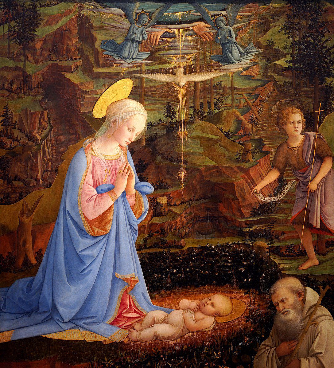 Art:
Adoration Of The Christ Child With The Young Saint John The Baptist, SAINT ROMUALD, Angels,The Hands Of God The Father And The Holy Ghost As A Dove
By
Filippo Lippi,1406–1469
#StRomuald #SaintOfTheDay #PrayForUs #CatholicArt #FilippoLippi #ChristianArt #ReligiousArt #KalinaB