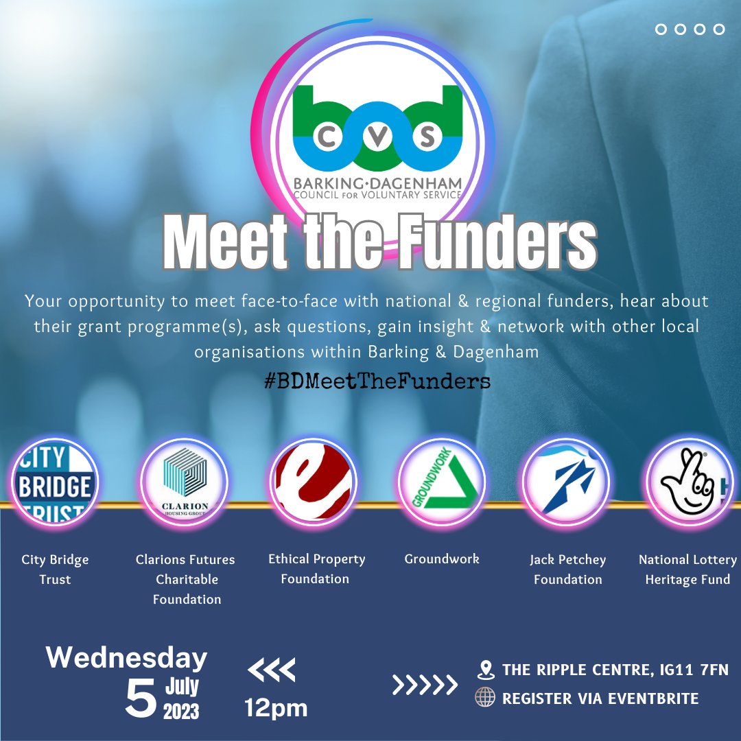 We are calling all Voluntary, Community &amp; Social Enterprise Organisations/ Groups to Meet the Funders 

Register via Eventbrite: eventbrite.co.uk/e/meet-the-fun…

See you there!

#BDMeetTheFunders