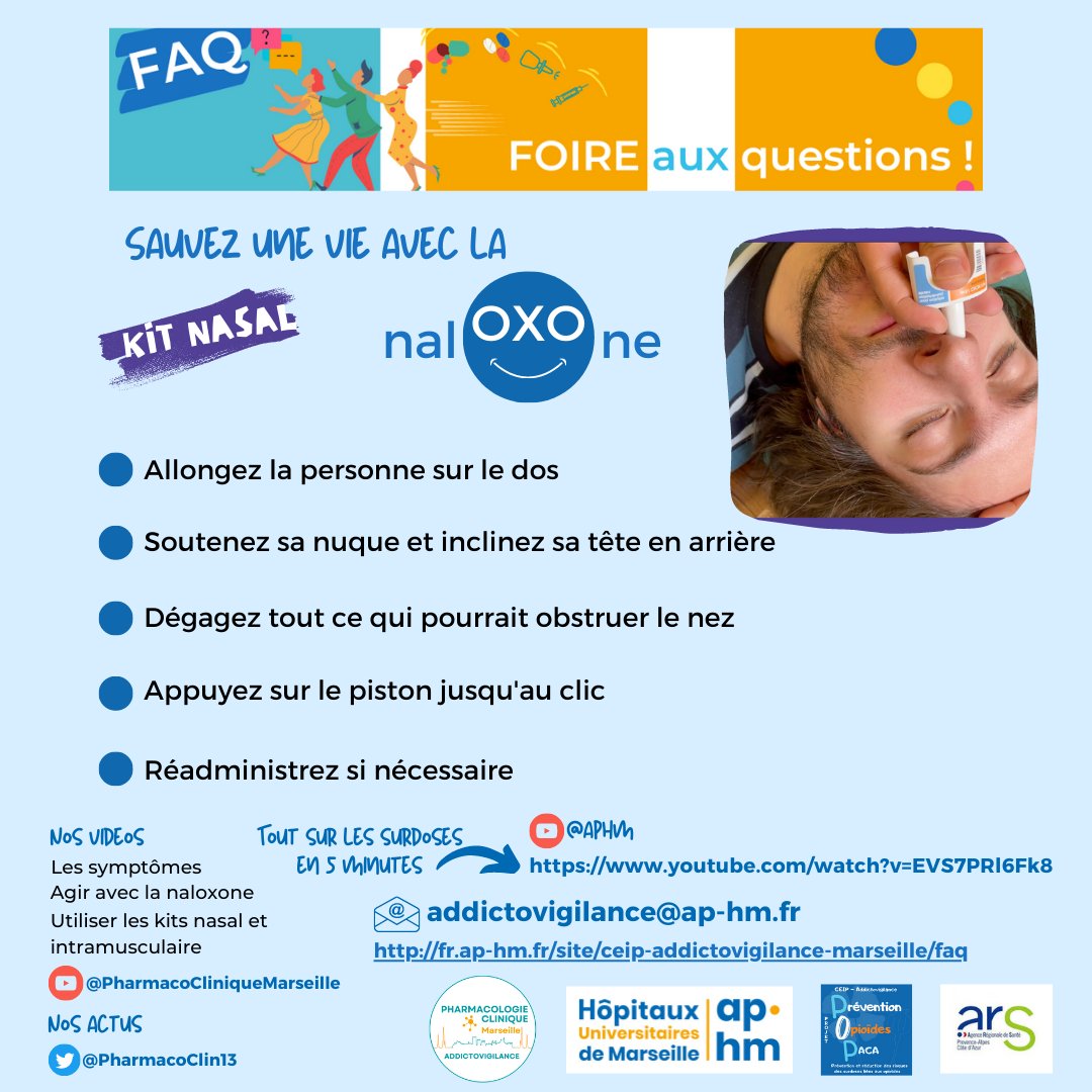 PharmacoClin13's tweet photo. Avec la #naloxone, kit nasal Nyxoïd® je sauve une vie en cas de #surdose #opioïde. Suivez le guide avec le CEIP-Addictovigilance #PACACorse #ProjetPOP
👉https://t.co/LPrZoIgDMV
👉https://t.co/yaAtmLFhmg
@micallef_joelle @aphm_actu @ARSpaca https://t.co/gyKOgmdNLy