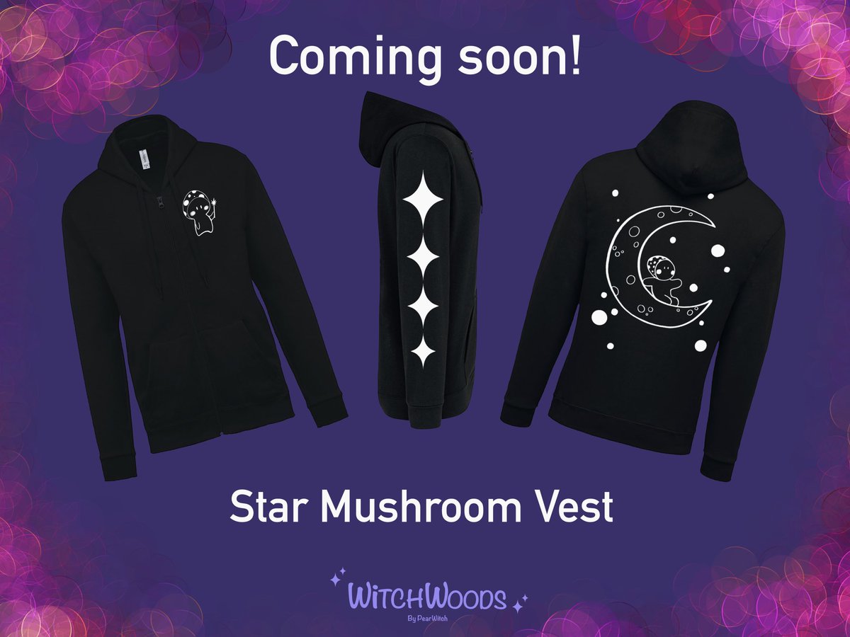 PearWitch's tweet photo. After months of planning they’re going to be finally here!
I’m so excited to share my new star mushroom vest / Shirt
And my magical Rainbow cat ✨
More pictures coming soon. I’ll be taking preorders for these ❤️

#ArtistOnTwitter #artist #smallbusinessowner #SmallBiz #shirt #vest https://t.co/H8pHhXYed5