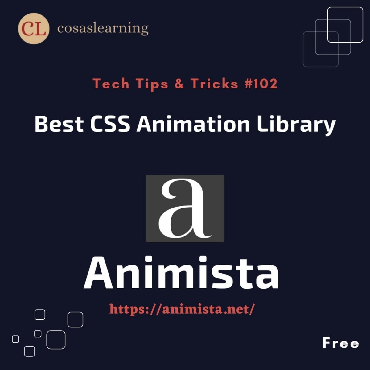 CosasLearning's tweet photo. Best CSS Animation Library | Cosas Learning | Tech Tips &amp; Tricks #102

#cosas #tools #tool #cosaslearning  #techtipsandtricks #tech #animista #css #animationlibrary #animation https://t.co/1GT81ulvl7