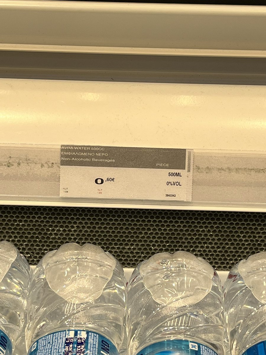 Normal bottle of water prices in a Greek airport. My faith in Greece has been restored 🤣