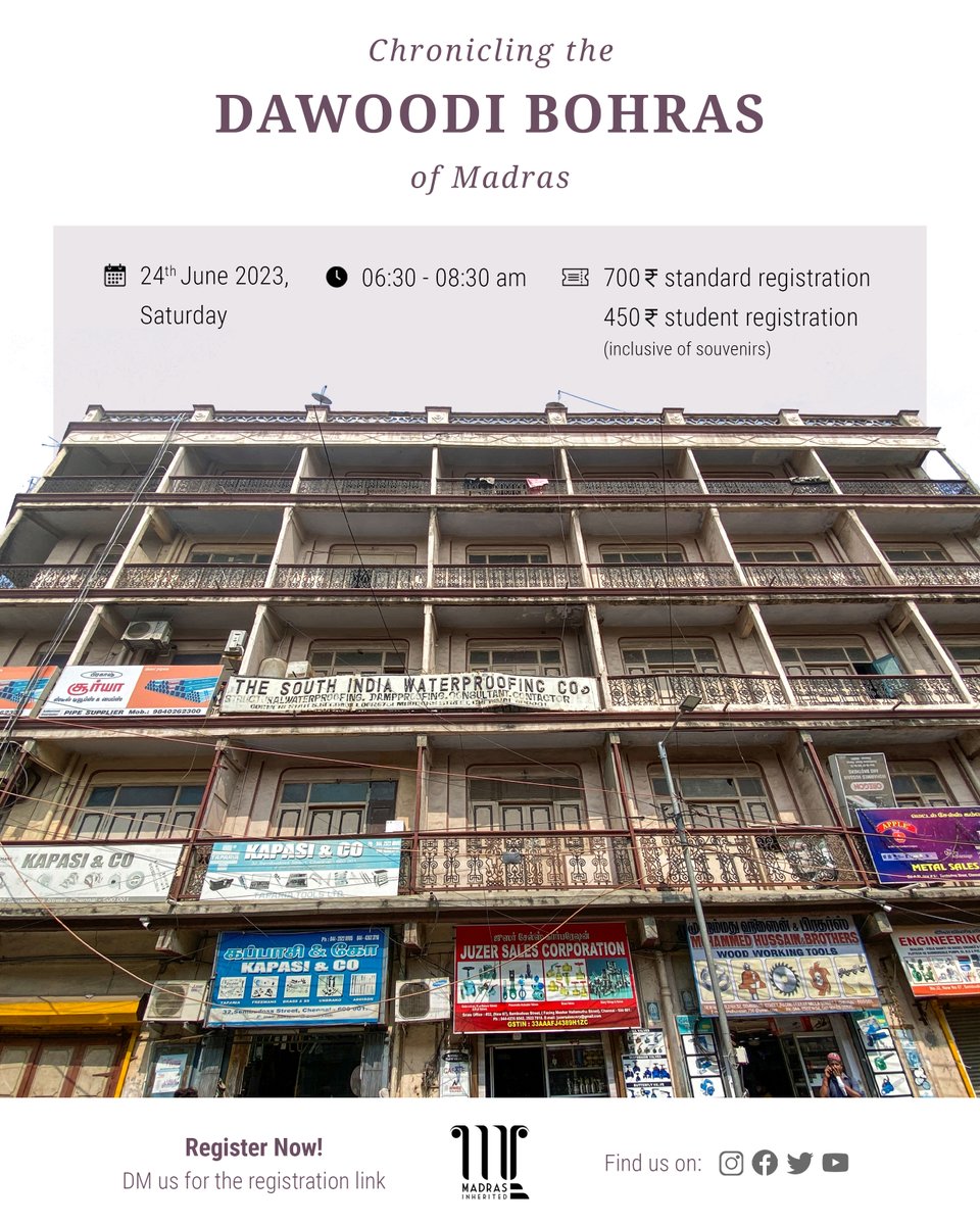 #HeritageWalk

The Dawoodi Bohra community is a sub-sect of Shia Muslims, predominantly traders hailing from the state of Gujarat. The community migrated to Madras centuries ago and made George Town their base.