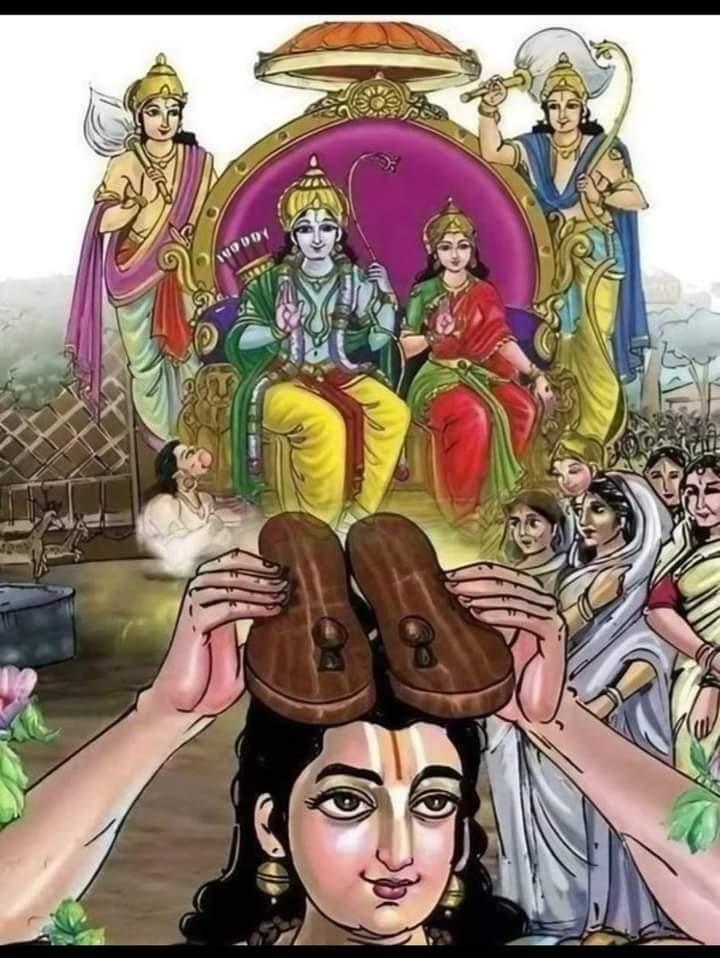 PoonamS41319581's tweet image. एक ऐसा परिवार जिसे मां ने 14 साल का #वनवास दिया और बेटे ने आज्ञा का पालन किया बिना कुछ बोले दूसरे भाई ने साथ दिया। तीसरा भाई बड़े भाई की खड़ाऊं की पूजा करते है सिंहासन पर रखकर। महल में रहकर भी वनवासी का जीवन जीना हर किसी के वश की बात नहीं।