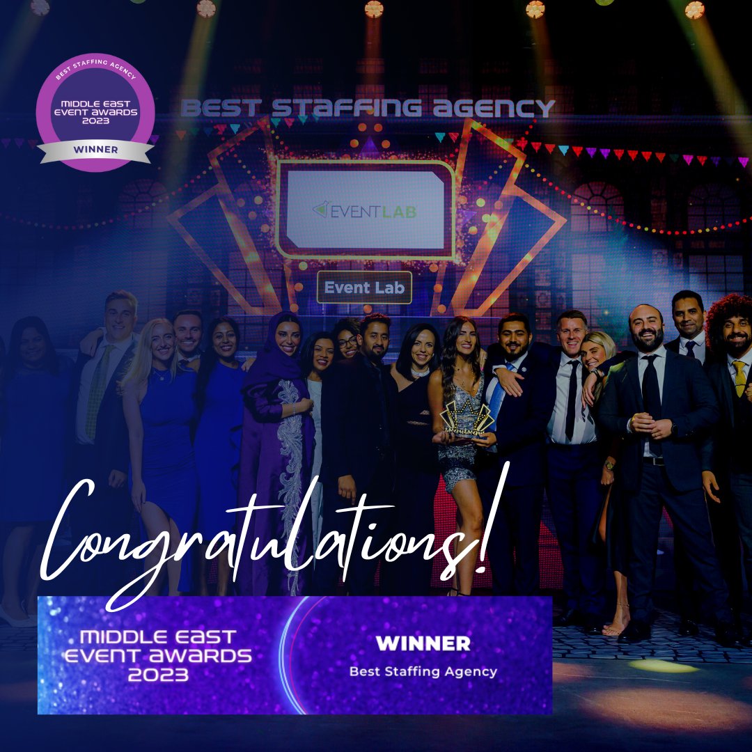 Congratulations to Event Lab for winning the prestigious Best Staffing Agency award at the Middle East Event Awards 2023! 🏆

#PRW #EventLab #MiddleEastEventAwards #BestStaffingAgency #ExcellenceinEvents #EventIndustryLeaders #CelebratingSuccess