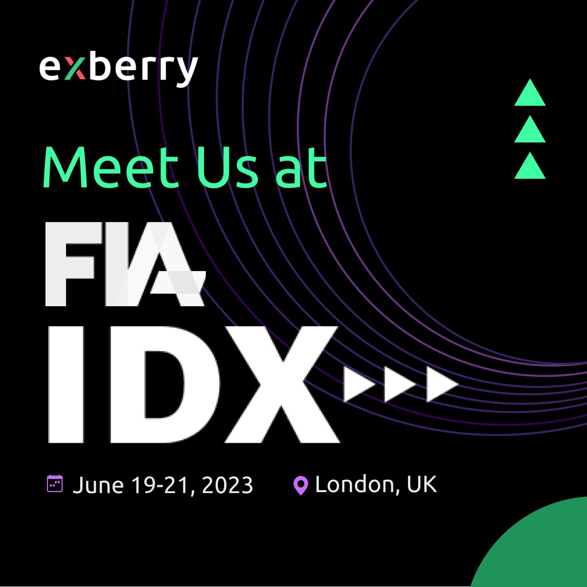 Are you attending <a href="/FIAconnect/">FIAconnect</a> #FIAIDX in London?
We're excited to connect with you, learn about your recent accomplishments, and discuss how #Exberry can launch ultra-low latency markets quickly and run them cost-effectively. Schedule a meeting at: bit.ly/3MXfLFs
