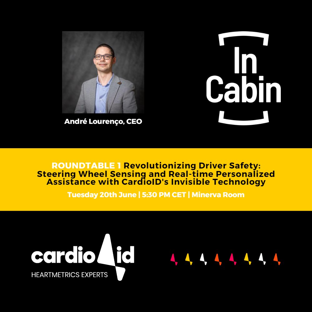 As part of the InCabin Brussels Conference, @LourencoAr  will be chairing a roundtable about how CardioID's invisible ECG technology is improving road safety with real-time and personalized assistance to drivers.

📌 Minerva Room, Autoworld Brussels
📅 20th June 2023, 5:30 PM CET