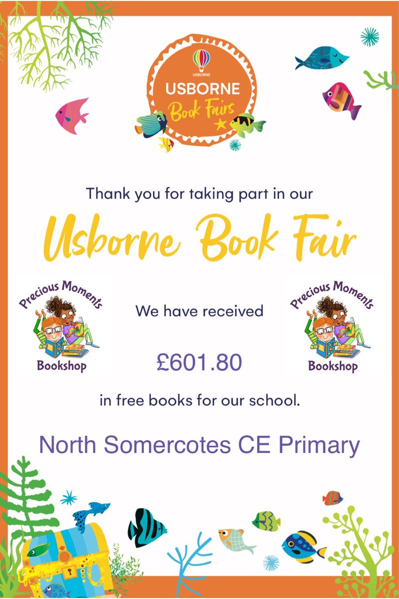 What a result! 
WELLDONE North Somercotes CE Primary 🥳

Thank you so much for supporting the book fair. It was great to see you & I cannot WAIT to get the free books in your classrooms & library
Mel 

#booksforschools #primaryschool #lincolnshire #freebooks #bookfair