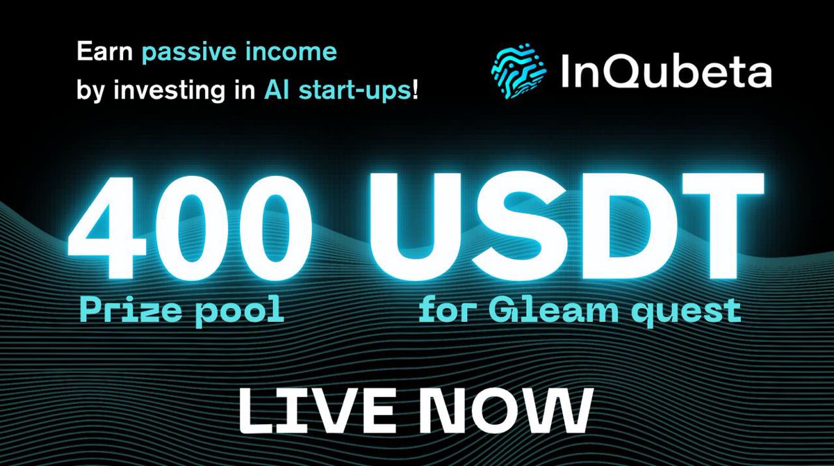 GM! @Inqubetahq is a new #crypto #AI project that wants to give every user a great passive-income opportunity 💰 

Currently, it hosts a #gleam #giveaway with a 400 USDT #prize pool, make sure to join in to become one of 5 lucky winners👇
gleam.io/IWGDq/inqubeta…