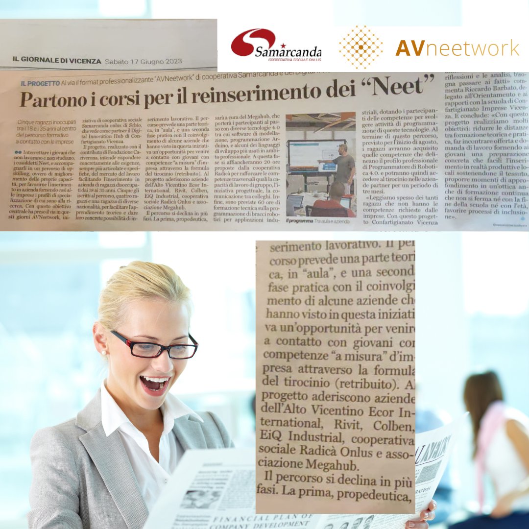 I tutor di Megahub su <a href="/GiornaleVicenza/">Il Giornale di Vicenza</a>  ⚡️ un’altra conferma del successo dei percorsi Alto Vicentino Neetwork!
Corsi gratuiti e tirocini retribuiti per under 35 realizzati con tante aziende del territorio 
avneetwork.samarcandaonlus.it
#giovani #altovicentino #lavoro