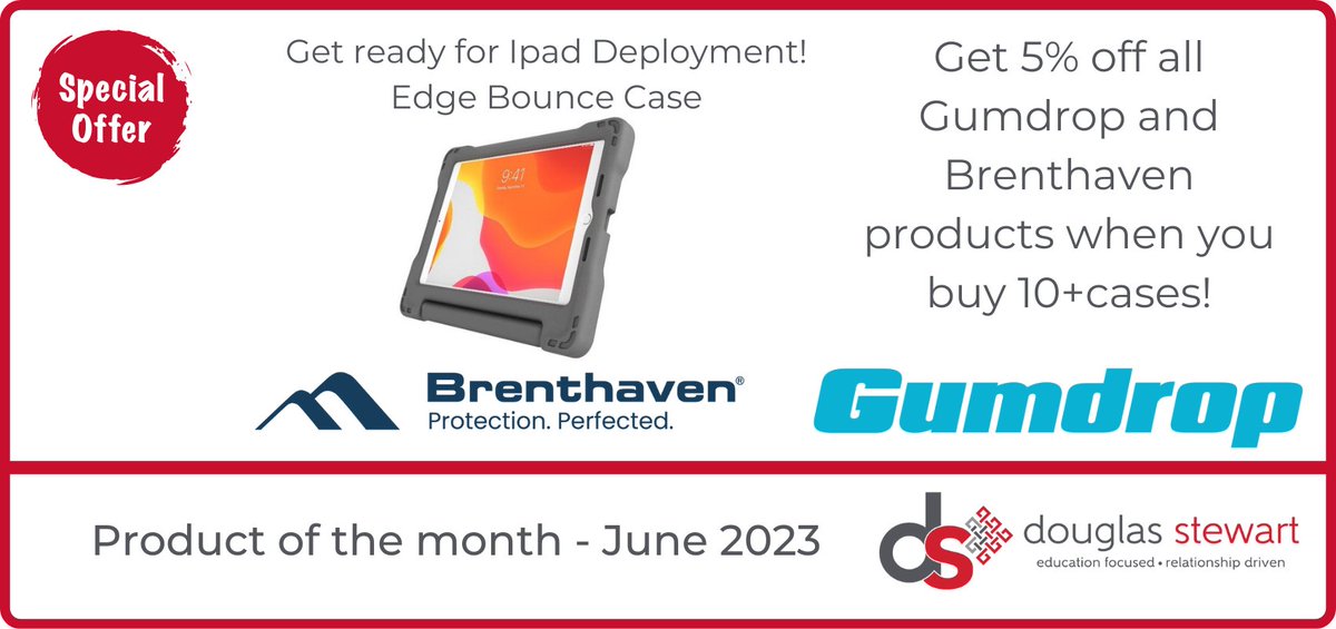 _DSEDU's tweet image. Don't miss 5% off all Gumdrop and Brenthaven products when you buy 10+ cases throughout June.
Gumdrop and Brenthaven specialise in device protection, perfect for schools preparing to deploy new devices.
#offer #deviceprotection #gumdrop #brenthaven #edtech