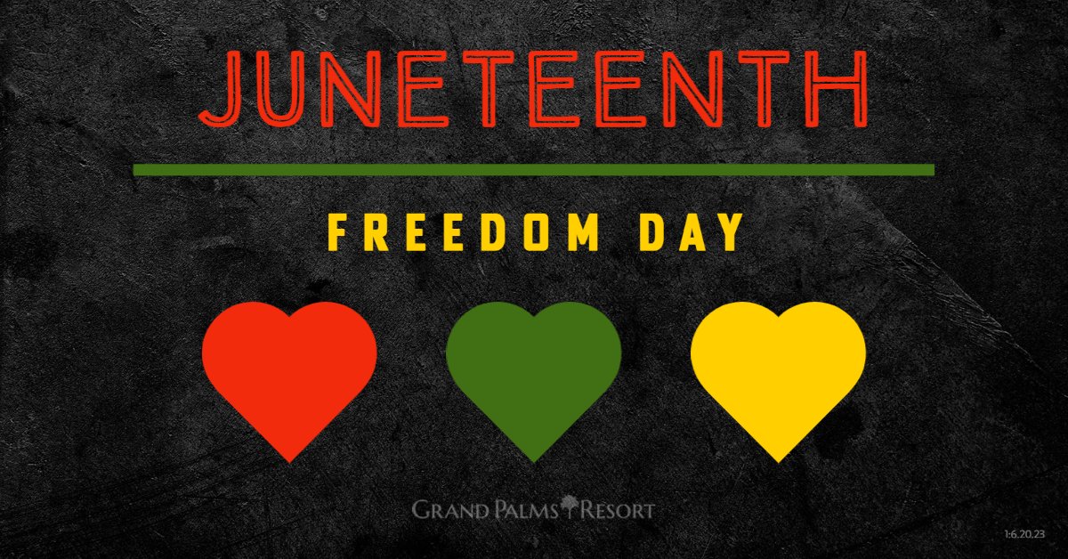 Honoring Juneteenth from your friends at Grand Palms Resort. #grandpalmsresortmb #juneteenth #myrtlebeachvacation #myrtlebeach #vacation #vacay #vacationmode #familyvacations
