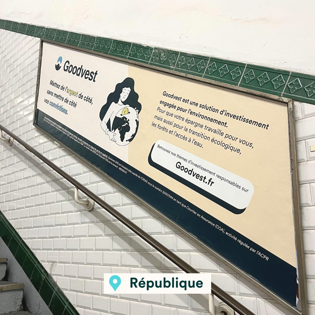 GOODVEST EST DANS LE METRO POUR LA 2e FOIS DE L'ANNÉE 🤩Goodvest est dans le métro parisien pendant plusieurs semaines pour sensibiliser à l’impact de l’investissement sur l’environnement 🌱Si vous passez devant nos affiches, n'hésitez pas à prendre une photo et à nous taguer 🌍